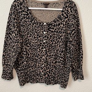 Dana Buchman Animal Print Button Front Short Lightweight Cardigan Sz XL